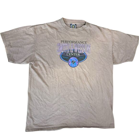 Vintage Smith & Wesson Single Stitch T-Shirt Men XL Faded Brown Firearm Gun Logo - Picture 1 of 12